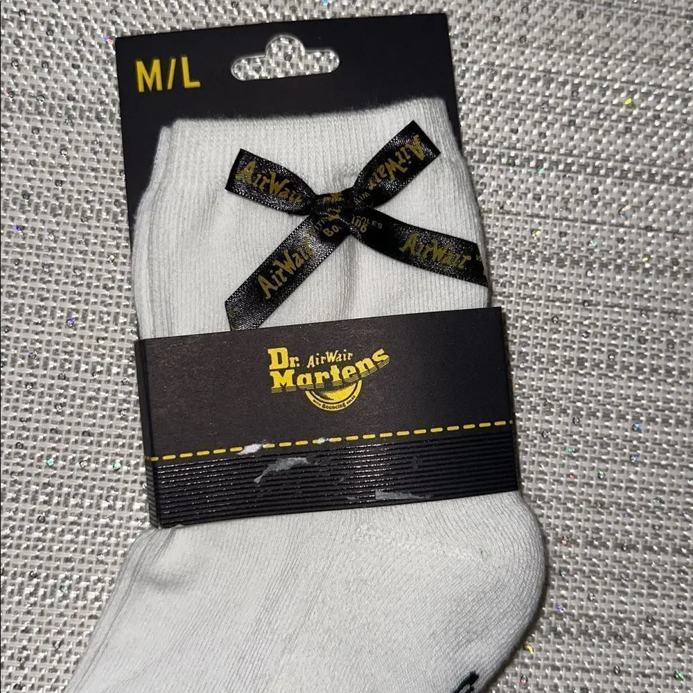 Dr. Martens M/L White Organic Cotton Blend Short Ankle Bow Socks